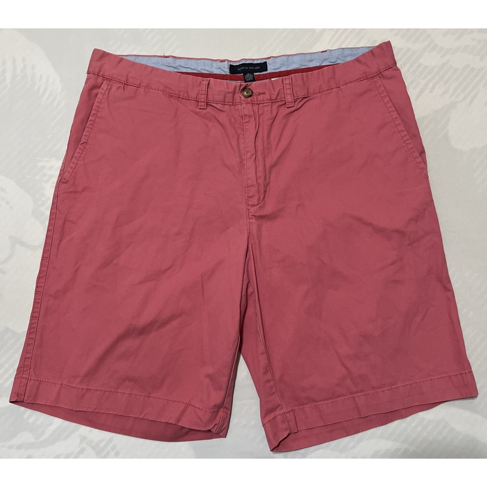 Tommy Hilfiger Shorts Mens 40 Mauve Cotton Chino Classic Fit Flat Front Casual